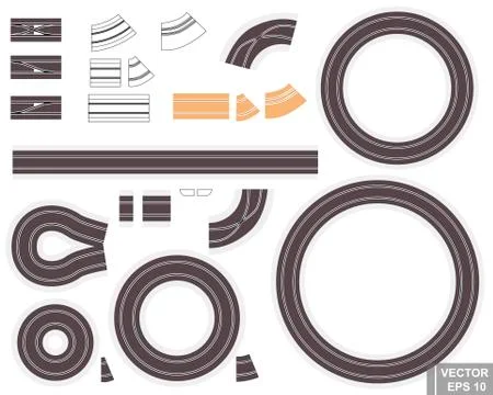Set road. Vector illustration in a flat style. Isolated on white background. Stock Illustration