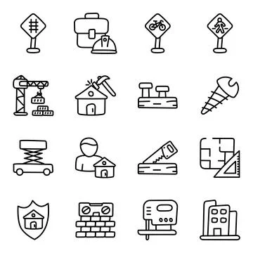 Set of Roadboards Linear Icons Stock Illustration