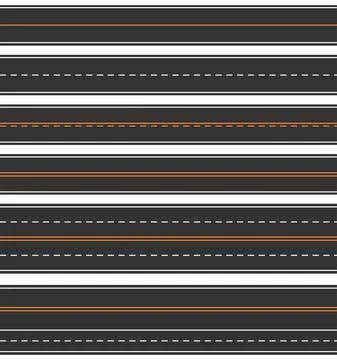 Set of roads of different design on white background. Vector illustration. Stock Illustration