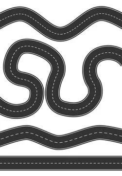 Set of roads of different design on white background. Vector illustration. Stock Illustration