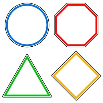 Set of roadsigns. Circle, octagon (stop sign), triangle and square road signs Stock Illustration