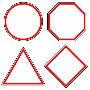Set of roadsigns. Circle, octagon (stop sign), triangle and square road signs Stock Illustration