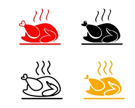 Set of Roasted chicken icons, vector Stock Illustration