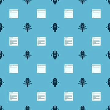 Set Robot and Computer api interface on seamless pattern. Vector Stock Illustration