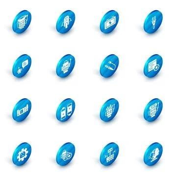 Set Robot, Battery, Electric plug, Bot, blueprint, Computer api interface and 스톡 일러스트