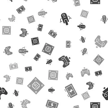 Set Robot, Battery, Remote control and Processor with microcircuits CPU on Illustrazione stock