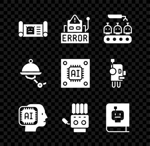 Set Robot blueprint, Error robot, Industrial production of robots, Humanoid イラスト素材