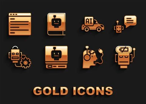 Set Robot, Bot, low battery charge, charging, setting, Autonomous smart car Stock Illustration