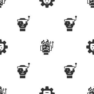 Set Robot, burned out and Smart glasses on seamless pattern. Vector Stock Illustration