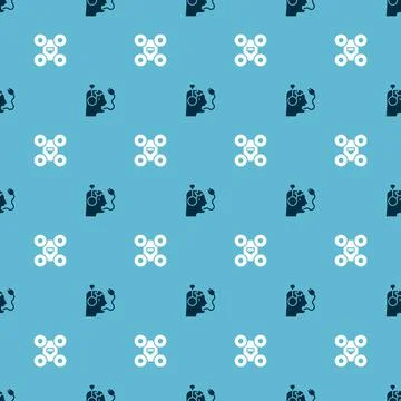 Set Robot charging battery and Drone on seamless pattern. Vector Stock Illustration