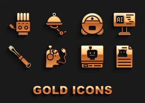 Set Robot charging battery, Software, Technical specification, Screwdriver Stock Illustration