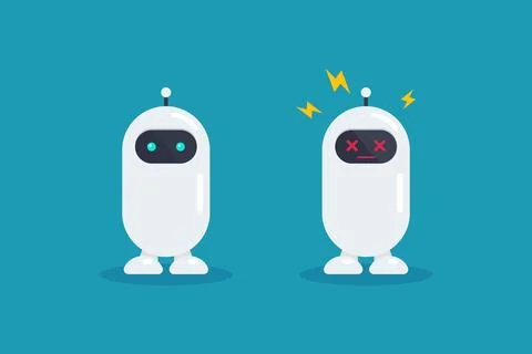 Set of robot crash broken error with spark. Illustrazione stock