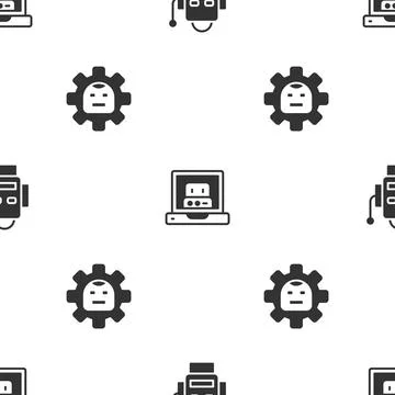 Set Robot, Creating robot and on seamless pattern. Vector 스톡 일러스트