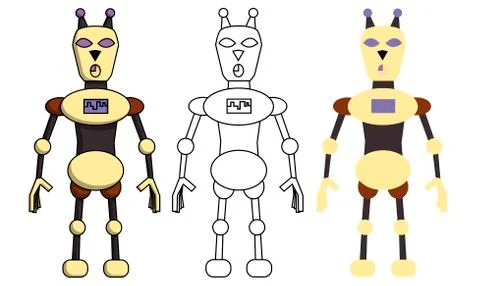 Set of robot in different style. Isolated stock illustration Stock Illustration