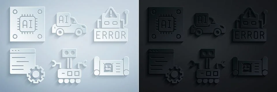 Set Robot, Error in robot, Computer api interface, blueprint, Autonomous smart 스톡 일러스트