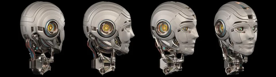Set of robot heads Stock Illustration
