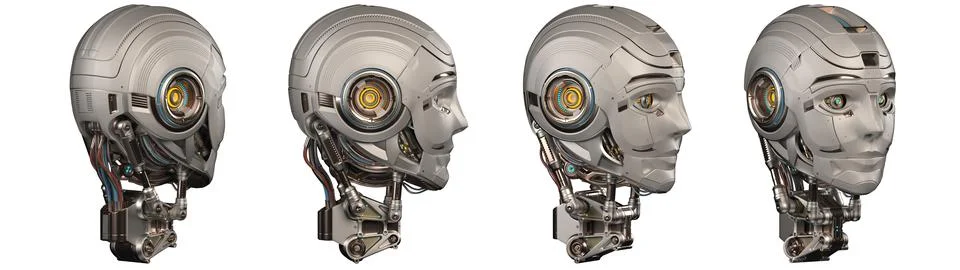 Set of robot heads Illustrazione stock