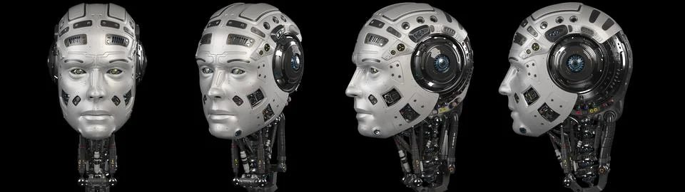Set of robot heads Stock Illustration