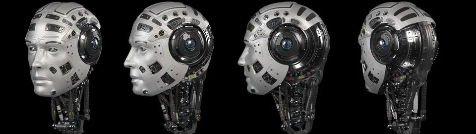 Set of robot heads Stock Illustration
