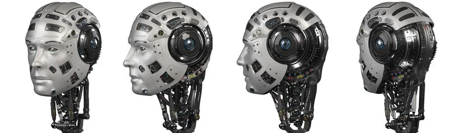 Set of robot heads Stock Illustration