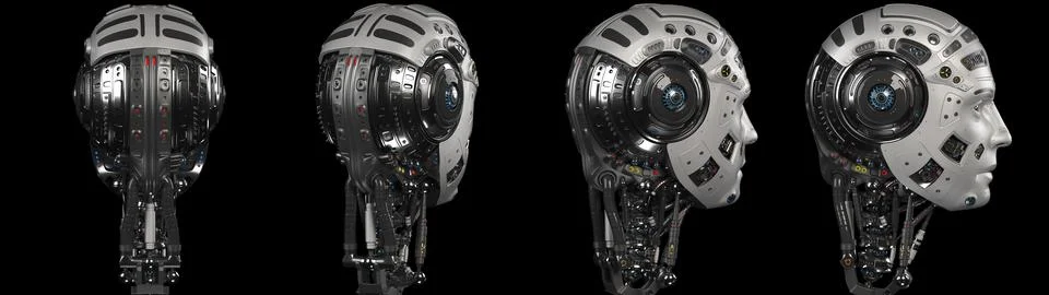 Set of robot heads Stock Illustration