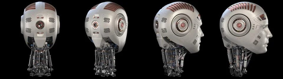 Set of robot heads Stock Illustration