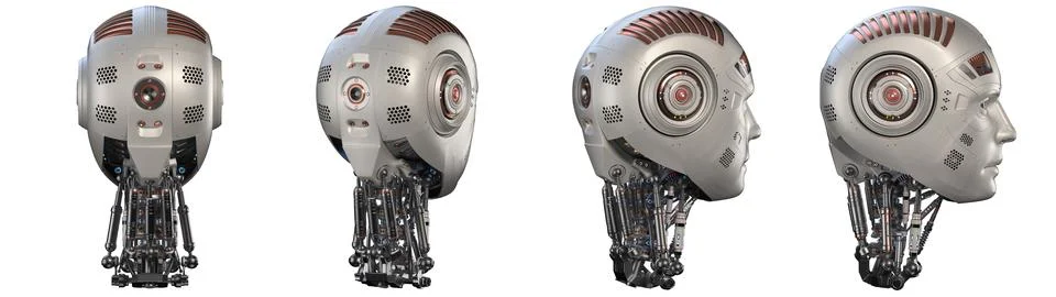 Set of robot heads Stock Illustration