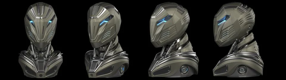 Set of robot heads Stock Illustration