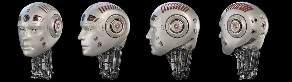 Set of robot heads Illustrazione stock