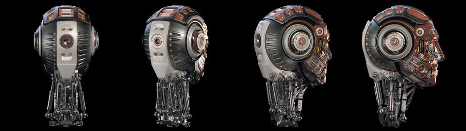 Set of robot heads Stock Illustration
