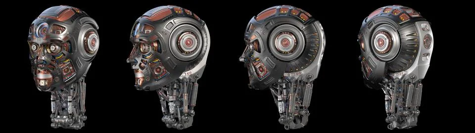 Set of robot heads Stock Illustration