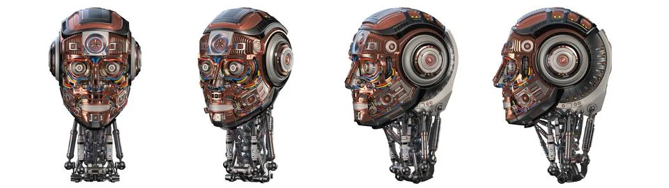 Set of robot heads Stock Illustration