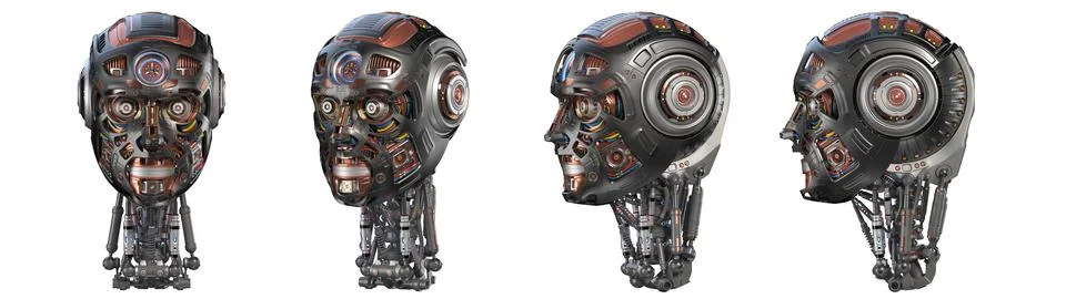Set of robot heads Stock Illustration