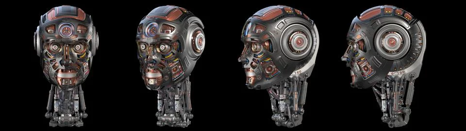 Set of robot heads Stock Illustration