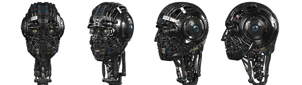 Set of robot heads Stock Illustration