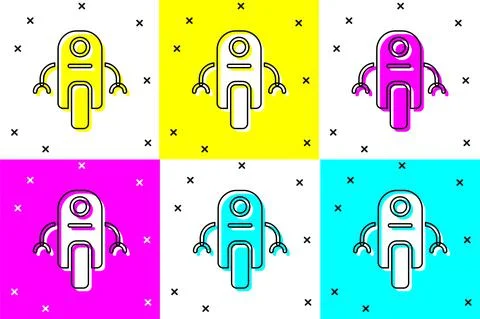 Set Robot icon isolated on color background. Artificial intelligence, machine Illustrazione stock