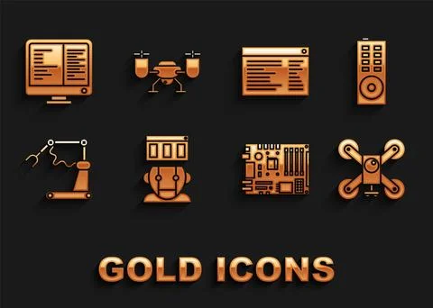 Set Robot, Industrial machine robotic robot arm hand factory, Software, web 스톡 일러스트