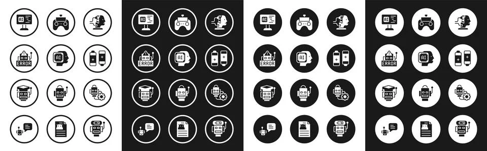 Set Robot for maintenance, Humanoid robot, Error, Software, Battery, Remote 스톡 일러스트