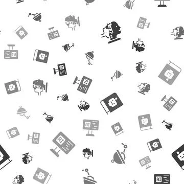 Set Robot for maintenance, Waiter robot, User manual and Software on seamless イラスト素材