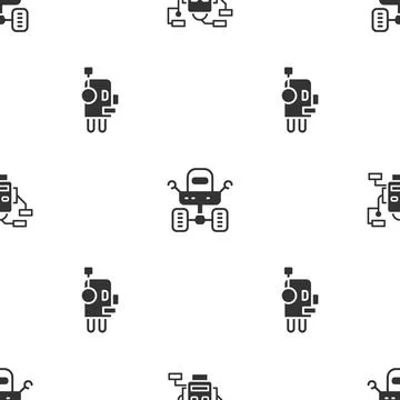 Set Robot, Mars rover and on seamless pattern. Vector Illustrazione stock