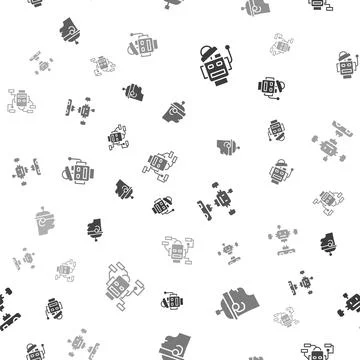 Set Robot, Smart glasses, Disassembled robot and on seamless pattern. Vector 스톡 일러스트