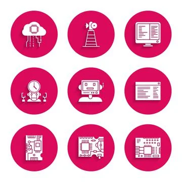 Set Robot, Software, web developer programming code, Electronic computer 스톡 일러스트