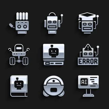 Set Robot, vacuum cleaner, Software, Error in robot, User manual, Mars rover 스톡 일러스트