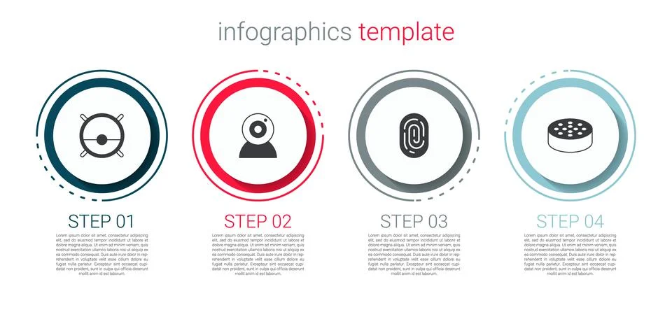 Set Robot vacuum cleaner, Web camera, Fingerprint and Water sensor. Business  Illustrazione stock