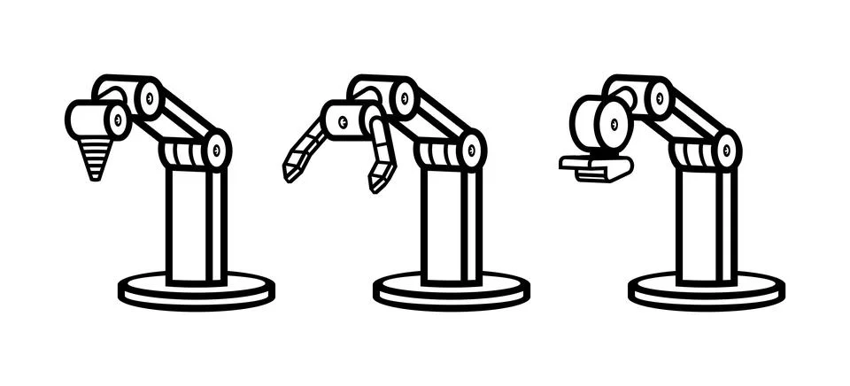 Set of robotic arms Stock Illustration
