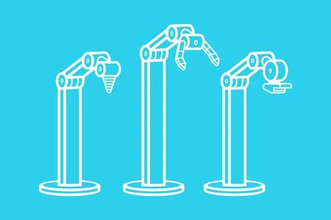 Set of robotic arms Stock Illustration