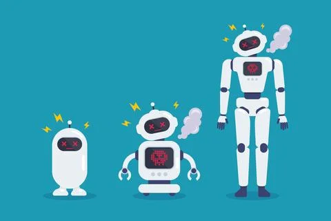 Set of robots crash broken error with spark. イラスト素材
