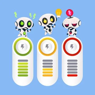 Set Of Robots Template Infographic Elements For Modern Robotics Technology Stock Illustration