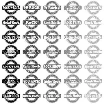 Set of rock and roll rubber stamps Stock Illustration