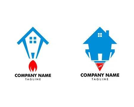 Set of Rocket House Logo Design Template Stock Illustration